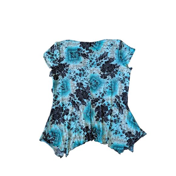 Y2K New Directions Babydoll Top Womens 3X Blue Floral Fairy Coquette Romantic - Picture 2 of 7